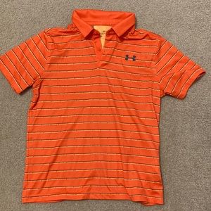 Under Armour Orange/ Navy Boys Polo Shirt Sz- XL